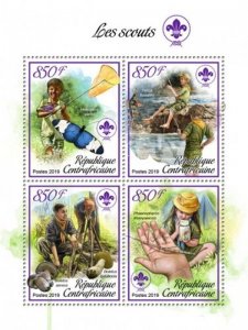 Central Africa - 2019 Scouts & Nature - 4 Stamp Sheet - CA190112a