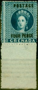 Grenada 1881 4d Blue SG26 Fine & Fresh Mtd Mint Bottom Marginal