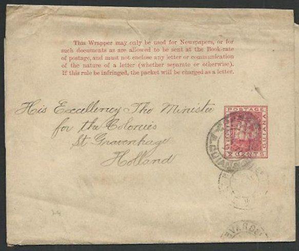 BR GUIANA 1894 2c newspaper wrapper used to Holland........................61456