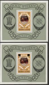 SIERRA LEONE Sc#518, 546 1981-82 Two Royal Wedding S/S OG Mint NH