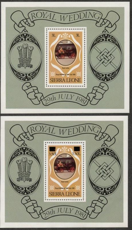 SIERRA LEONE Sc#518, 546 1981-82 Two Royal Wedding S/S OG Mint NH