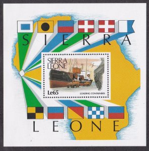 Sierra Leone # 989, Loading Containers on Ship, Souvenir Sheet, Mint NH, 1/2 Cat