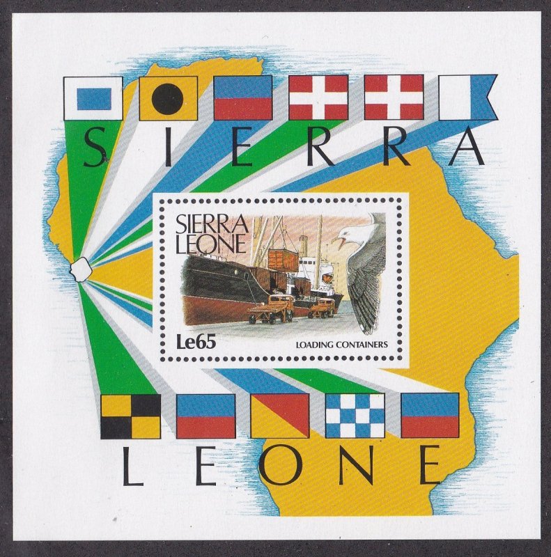 Sierra Leone # 989, Loading Containers on Ship, Souvenir Sheet, Mint NH, 1/2 Cat