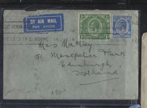 EAST AFRICA AND UGANDA (P0302B)  KGV  1/-+30C A/M TO SCOTLAND 