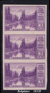 BOBPLATES #758 Mt Ranier Vertical Strip of 3 VF MNH *