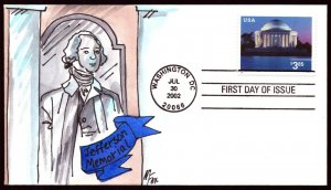 Scott 3647 $3.85 Jefferson Memorial Melissa Fox Hand Painted FDC 3 Of 6