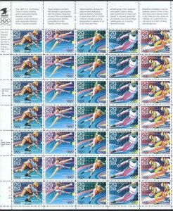 US Scott 2611-15 29c Winter Olympics Mint NH Sheet of 35