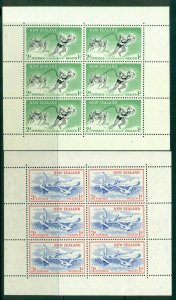 New Zealand 1957 Health Beach Scenes 2d,3d Wmk Upright Perf 13½ x 13, 2xMS M...