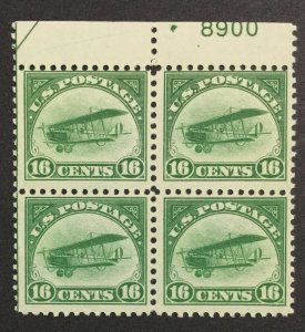 MOMEN: US STAMPS #C2 MINT OG NH PLATE BLOCK $520 LOT #37554