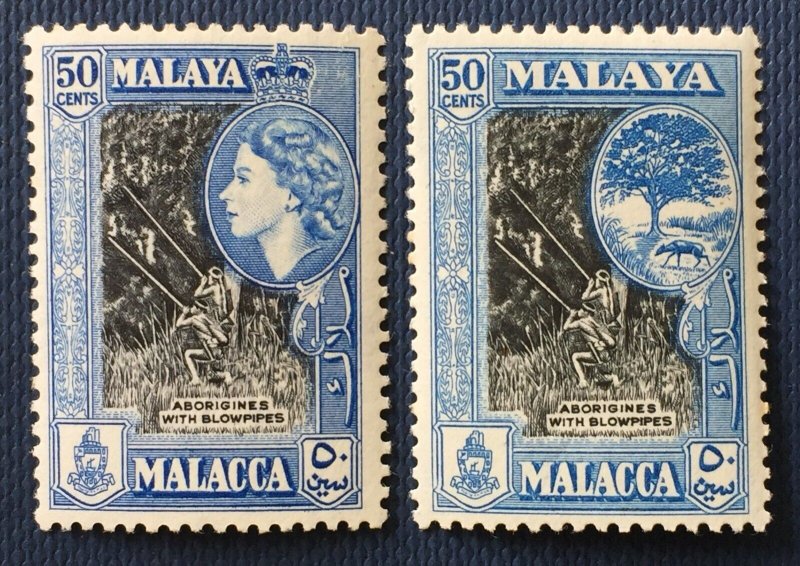 MALAYA 1957-60 MALACCA 50c varieties MLH SG#46 & 57 M4857 