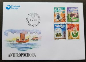 Faroe Islands Flora Fauna 1991 Bug Insect Flower Plant Ship Beetles (stamp FDC)