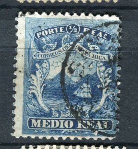 COSTA RICA; 1863-75 classic Coat of Arms issue fine used Shade of 1/2r.