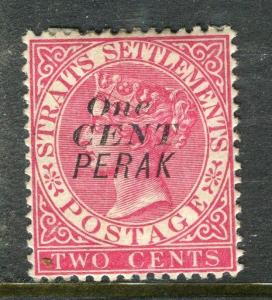 MALAYA PERAK  1880s early classic QV ONE CENT. issue Mint hinged 2c. value