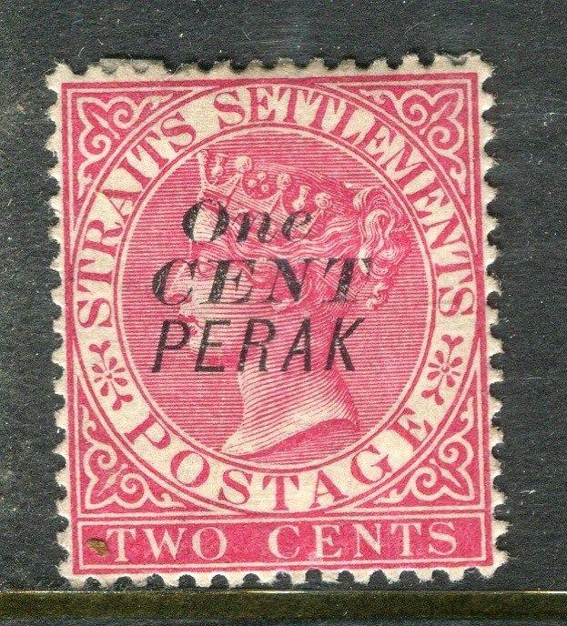 MALAYA PERAK  1880s early classic QV ONE CENT. issue Mint hinged 2c. value