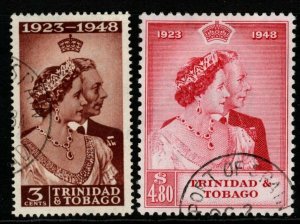 TRINIDAD & TOBAGO SG259/60 1948 SILVER WEDDING FINE USED