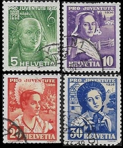 1936 Switzerland   Semi Postals  SC# B81-B84  Used