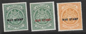 ANTIGUA Scott #MR1 - MR3  Mint Set War Tax stamps 2017 CV $5.10