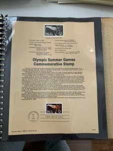 USPS Souvenir Page Scott 2380 1988 Olympic summer games stamps