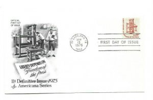 JH 1593 11c Americana Freedom of the Press ArtCraft pencil address erased FDC