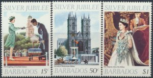 Barbados  SC# 452 - 454   MNH   QE II Silver Jubilee    see details/scans 