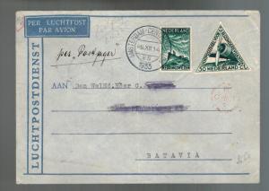 1933 Netherlands to Batavia KLM Airlines Postjager Delayed Christmas Mail Cover