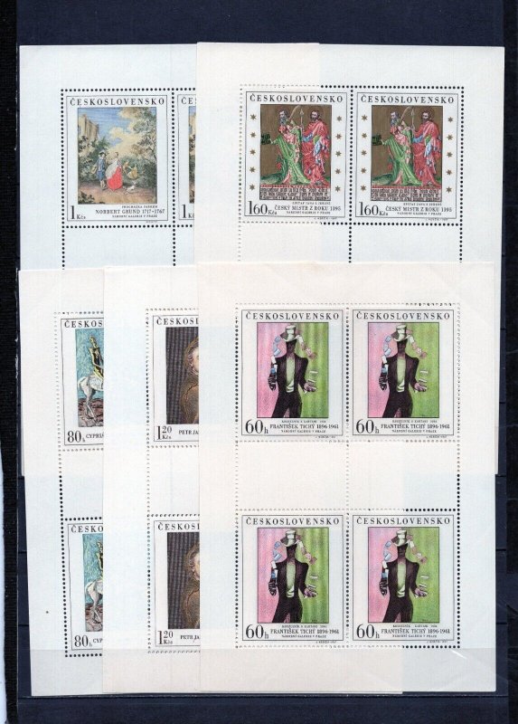 CZECHOSLOVAKIA 1967 PAINTINGS SET OF 5 SHEETS OF 4 STAMPS MNH