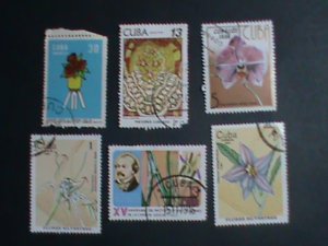 ​CUBA- 6 OLD FLOWERS AND PLANTS USED-CUBA STAMP-VERY FINE PLEASE WATCH