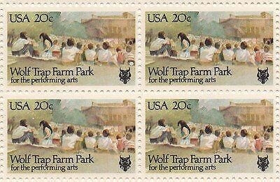 1982 Wolf Trap Farm Park Block of 4 20c Postage Stamps, Sc#2018, MNH, OG