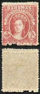 Bahamas SG4 1861 1d Lake Rough perf 14 to 16 Mint Double Perf at Top and Bottom