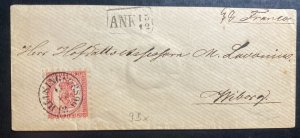 1866 Helsinki Finland Vintage Cover To Wiborg Sc#9 Red Wax Seal