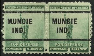 United States -SC #899- USED PAIR PRECANCEL MUNCIE, IND. - 1940 - Item USAA382