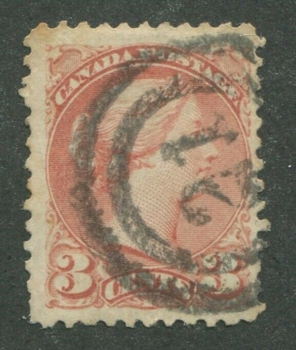 CANADA #37a USED SMALL QUEEN 2-RING NUMERAL CANCEL 21