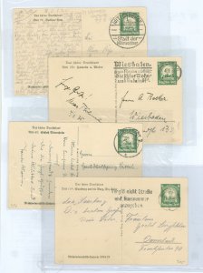 Germany  4 different 1934 winter help lottery cards, all commercial use 2 with 5c