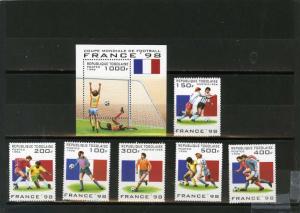 TOGO 1996 Sc#1713-1719 SOCCER WORLD CUP FRANCE SET OF 6 STAMPS & S/S MNH