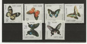 North Vietnam 1965 Butterflys  sg. N402-7   perf set of 6 MNH