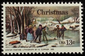 1976 13c Christmas Winter-Pastime, Currier Scott 1703 Mint F/VF NH