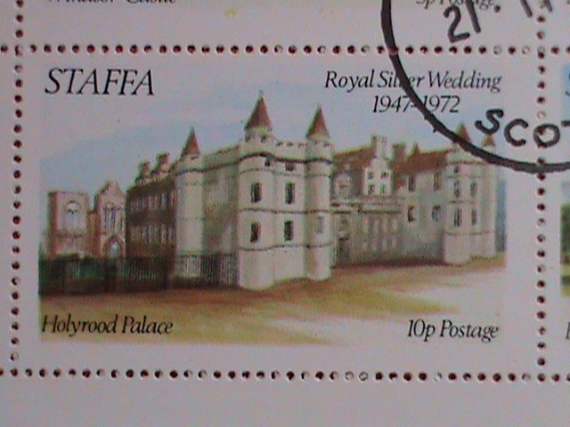 STAFFA-SCOTLAND STAMP:1972 AIRMAIL- ROYAL SILVER WEDDING-CTO MNH SHEET