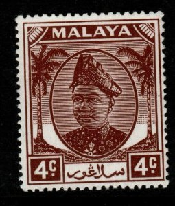 MALAYA SELANGOR SG93 1949 4c BROWN MNH