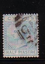 Cyprus Sc 11 1881 1/2 pi blue green Victoria stamp used