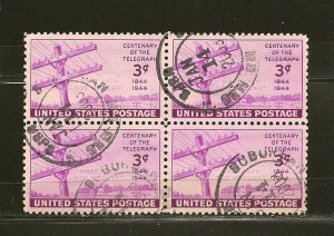 USA 924 Telegraph Block of 4 Used