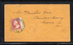 #25 1857 3c Wast'n CENTER LINE on Cover - Great usage and nice cv$325