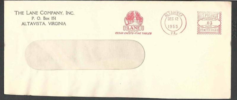 DATED 1955 COVER ALTAVISTA VA THE LANE CO CEDAR CHESTS FINE TABLES NO BACK FLAP