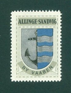 Denmark. Poster Stamp 1940/42. Mnh. Town: Allinge-Sandvig. Coats Of Arms: Anchor