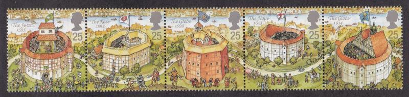 Great Britain # 1624a, Bankside Theatres, NH, 1/2 Cat.