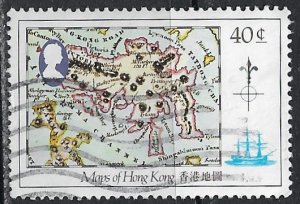 Hong Kong ~ Scott # 427 ~ Used ~ Map of Hong Kong