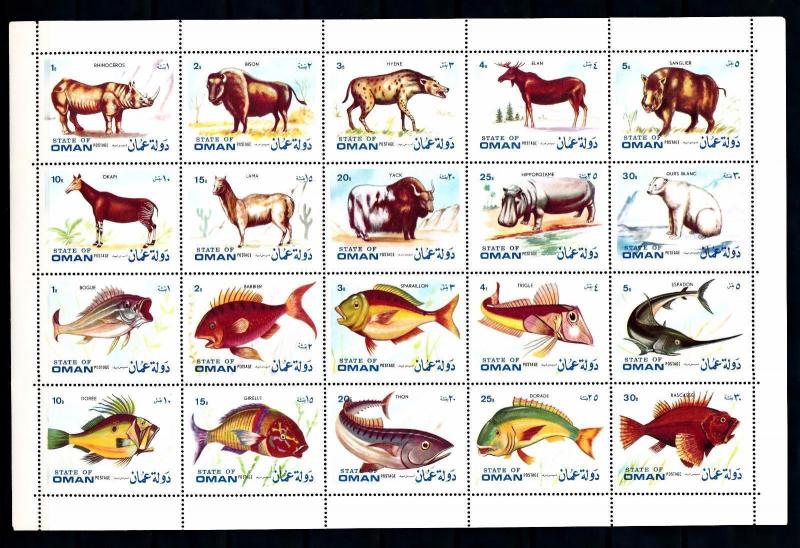 [53245] State of Oman  Animals Bison Rhino Fish Polar bear MNH Sheet