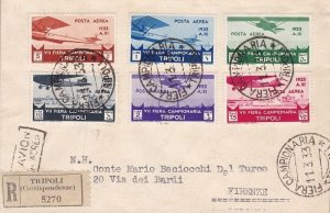 1933 LIBYA, Air Mail n . 8/13 - 7th Tripoli Fair the set on a circulated letter