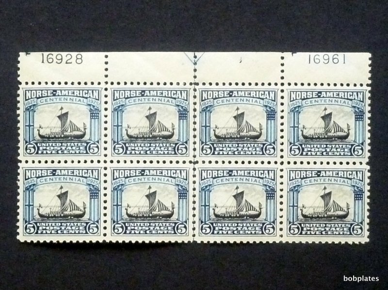 BOBPLATES #621 Norse American Top Plate Block of 8 F16928 F16961 XF LH  SCV=$450