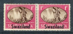 SWAZILAND; 1937 early GVI Coronation issue Mint hinged 1d. Pair