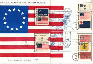 1968 HISTORIC FLAGS CMPLT SET 10 STAMPS ON 4 FDCs WHICH FORM PICTURE By Raciti